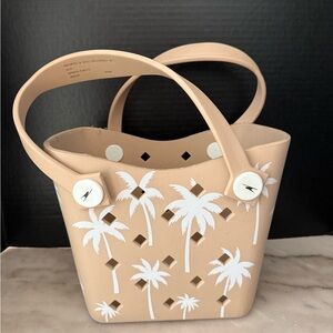 Crane Mini Beige with Palm Trees Haul It All Tote